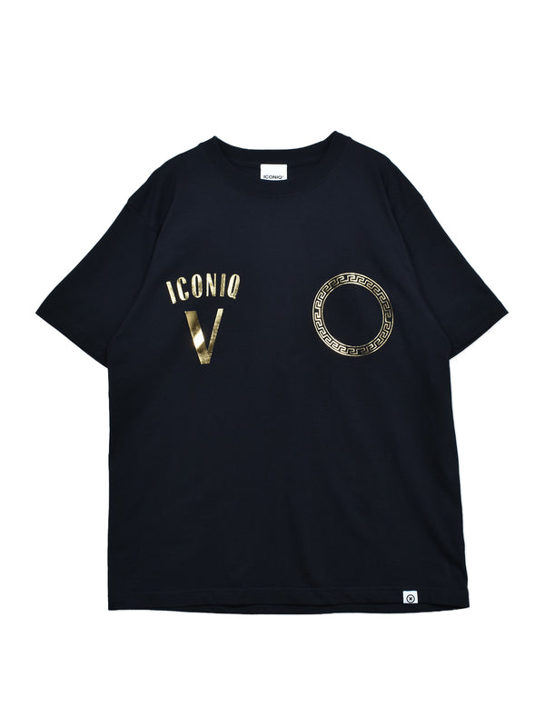 【ICONIQ】 V ゴールド箔プリント ショートスリーブ TEE